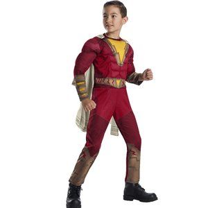 Boys Shazam! Halloween Costume w/Muscle Chest Size MED 8/10  NWT